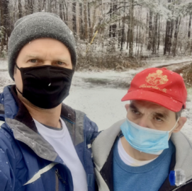 An image of Thom Strickland, DSP (left), and Jason (right) outdoors in the snow