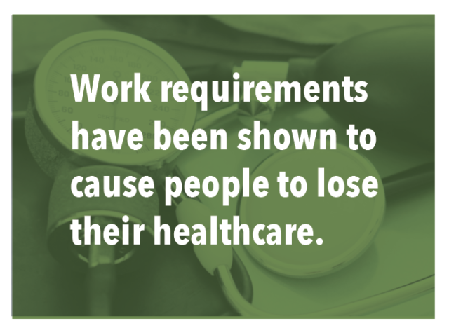 Work requirements have been shown to cause people to lose their healthcare.