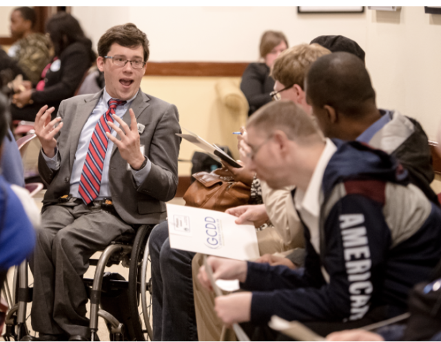 Charlie Miller engages with advocates at the 2020 Advocacy Days.