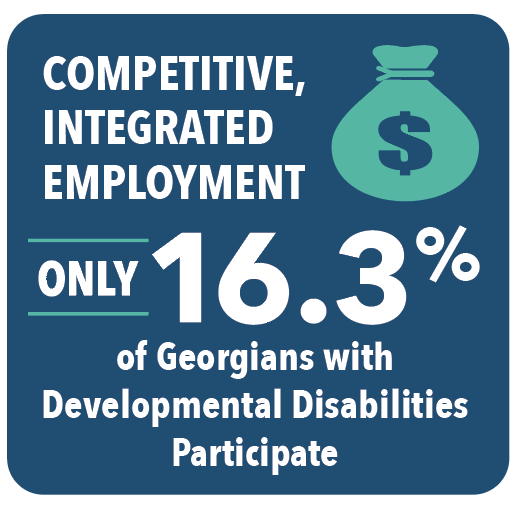 Competitive, integrated employment only 16.3% of Georgians with Developmental Disabilities Participate