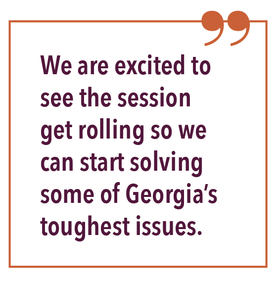 We are excited to see the session get rolling so we can start solving some of Georgia’s toughest issues.