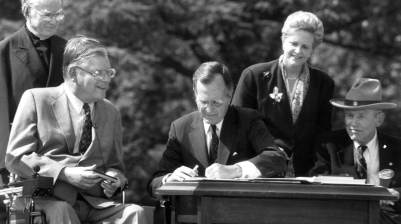 Picture of signing of the Americans with Disabilities Act