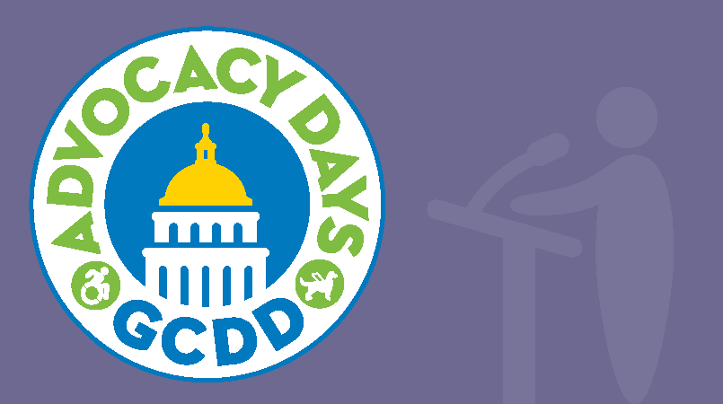 Purple banner with the GCDD Advocacy Days Logo on the right.