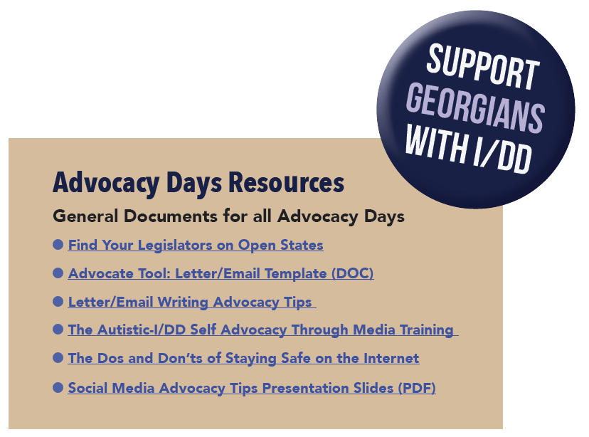 Advocacy Days Resources. Information on bottom of page.